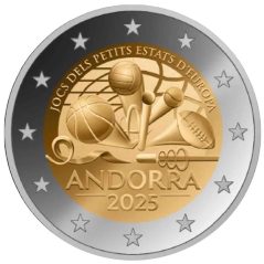 moneda conmemorativa 2 euros Andorra 2025 Jocs Petits Estats.  - 1