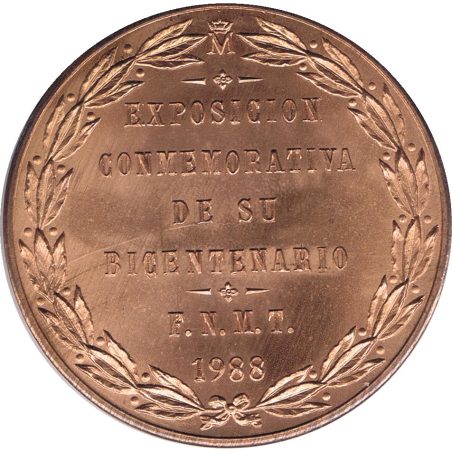 Medalla FNMT Bicentenario Carlos III 1988. Cobre.