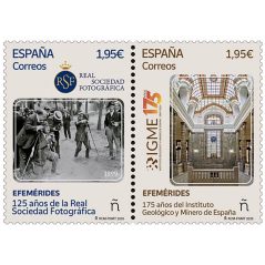4849/50 Efemérides. 175 años del Instituto geológico y Minero de España. 125 años de la Real Sociedad Fotográfica.  - 1