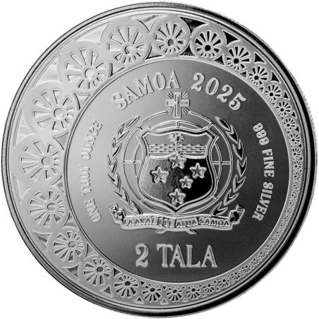 Moneda onza de plata 2 Tala Samoa Sirena y Perla 2025.
