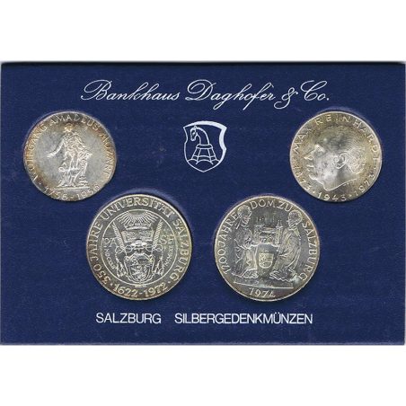 Estuche 4 monedas plata Austria Salzburgo.  - 1