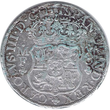 Moneda 8 Reales 1770 Carlos III Méjico MF Columnario. Plata.