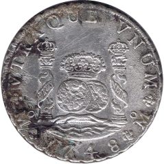 Moneda 8 Reales 1748 Fernando VI Méjico MF Columnario. Plata.  - 1