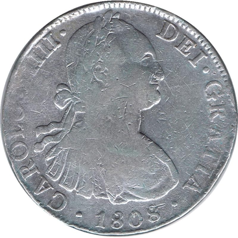 Moneda 8 Reales 1808 Carlos IV Méjico TH. Plata. - 1 Moneda 8 Reales 1808 Carlos IV Méjico TH. Plata. - 1