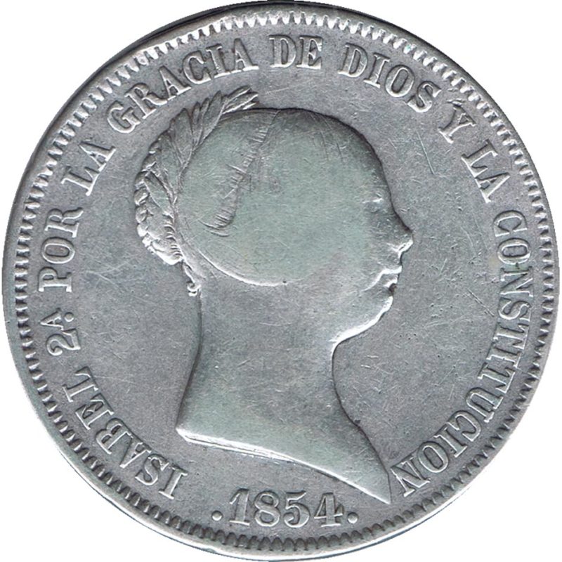 Moneda 20 Reales 1854 Isabel II Madrid. Plata. - 1 Moneda 20 Reales 1854 Isabel II Madrid. Plata. - 1
