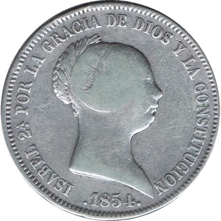 Moneda 20 Reales 1854 Isabel II Madrid. Plata.  - 1