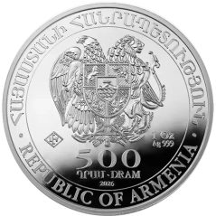 Moneda onza de plata 500 Dram Armenia 2026 Arca de Noe.