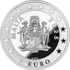 Moneda onza de plata 5 Euro Malta 2025 Reloj de Gdansk.