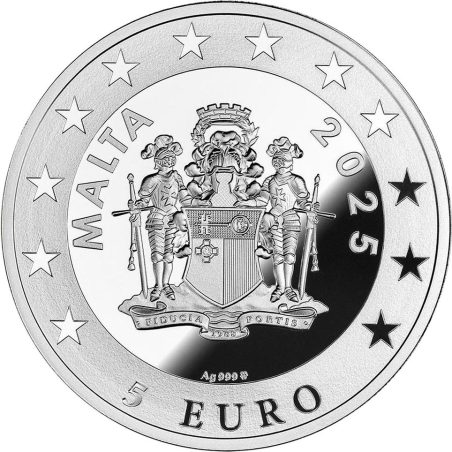 Moneda onza de plata 5 Euro Malta 2025 Reloj de Gdansk.