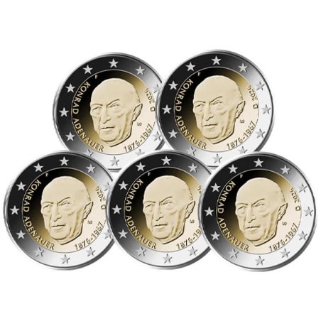 moneda conmemorativa 2 euros Alemania 2026 Konrad Adenauer. 5 cecas  - 1