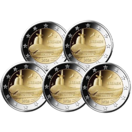 moneda conmemorativa 2 euros Alemania 2026 Bremen. 5 cecas  - 1
