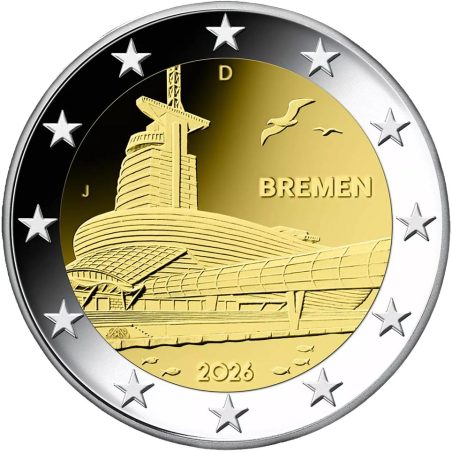 moneda conmemorativa 2 euros Alemania 2026 Bremen.  - 1