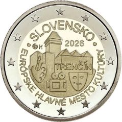 moneda conmemorativa 2 euros Eslovaquia 2026 Trencin.  - 1