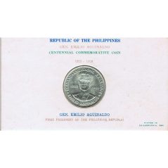 Moneda de plata Filipinas 1 Piso 1969 Emilio Aguinaldo  - 1