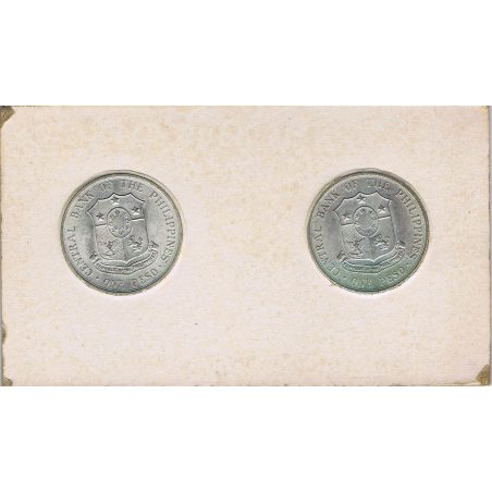 Monedas de plata Filipinas 1 Piso 1963 Bonifacio y 1964 Marini