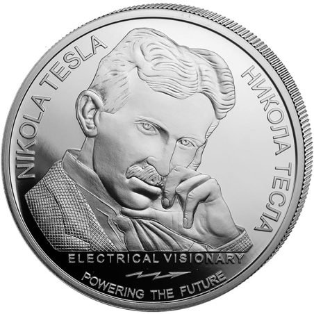 Moneda onza de Plata 100 Dinares Serbia 2026. Nikola Tesla.