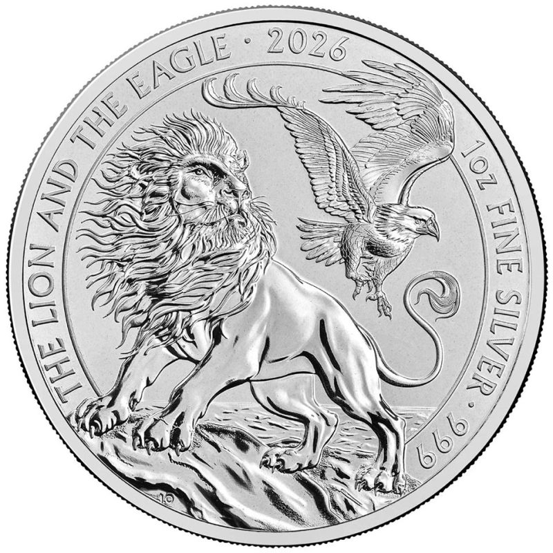 Moneda onza de plata León y Aguila 2 Pounds Inglaterra 2025. - 1 Moneda onza de plata León y Aguila 2 Pounds Inglaterra 2025. - 1
