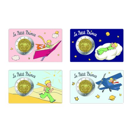 moneda conmemorativa 2 euros Francia 2026 El Principito. 4 coincards  - 1
