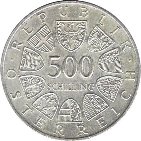 Moneda de plata 500 schillings Austria 1985 2000 Años Bregenz.