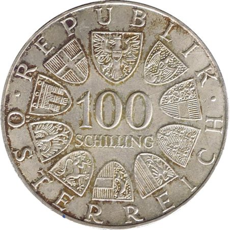 Moneda de plata 100 schillings Austria 1979 Centro Internacional.