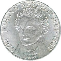 Moneda de plata 100 schillings Austria 1976 Johann Nestroy.  - 1