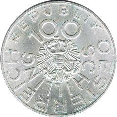 Moneda de plata 100 schilling Austria 1976 Johann Nestroy.