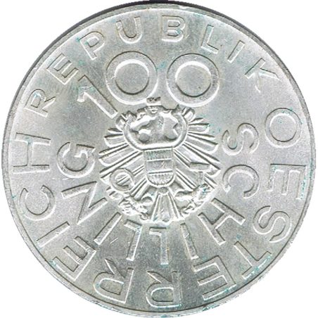 Moneda de plata 100 schilling Austria 1976 Johann Nestroy.