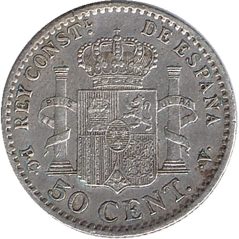50 céntimos Plata 1910 *10 Alfonso XIII PC V.