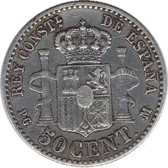 50 céntimos Plata 1892 *92 Alfonso XIII PG M.
