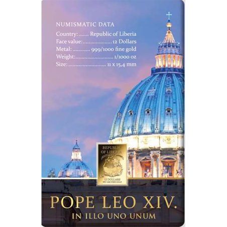 Moneda de oro 12 Dollars Liberia. Papa León XIV.