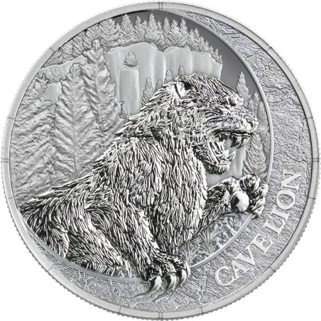 Moneda onza de plata 20 Dollars Liberia 2026 León Cavernario.  - 1