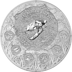 Moneda onza de plata 20 Dollars Liberia 2026 León Cavernario.