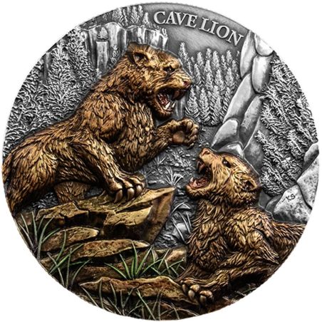 Moneda 2 onzas de plata 25 Dollars Liberia 2026 León Cavernario.  - 1