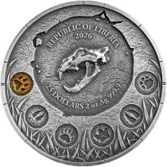 Moneda 2 onzas de plata 25 Dollars Liberia 2026 León Cavernario.