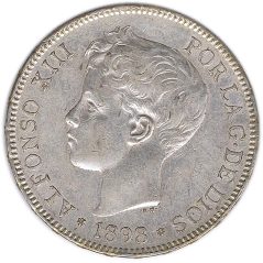 5 Pesetas Plata 1898 *98 Alfonso XIII SG V.  - 1