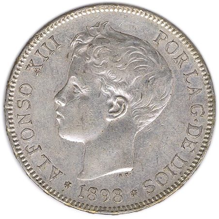 5 Pesetas Plata 1898 *98 Alfonso XIII SG V.  - 1