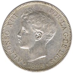 5 Pesetas Plata 1898 *98 Alfonso XIII SG V.  - 1
