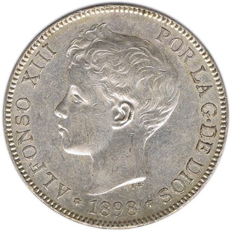 5 Pesetas Plata 1898 *98 Alfonso XIII SG V.  - 1