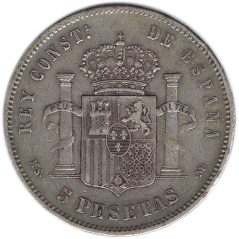 5 Pesetas Plata 1885 *87 Alfonso XII MS M