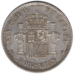 5 Pesetas Plata 1878 *78 Alfonso XII EM M.