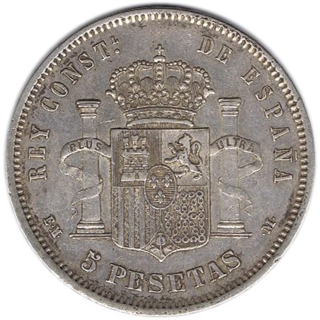 5 Pesetas Plata 1878 *78 Alfonso XII EM M.