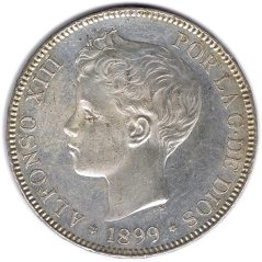 5 Pesetas Plata 1899 *99 Alfonso XIII SG V.  - 1