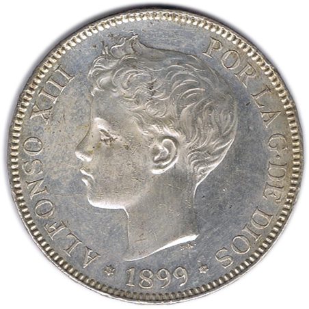 5 Pesetas Plata 1899 *99 Alfonso XIII SG V.  - 1