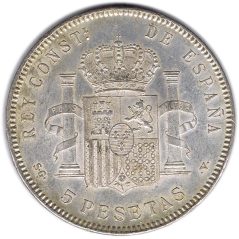 5 Pesetas Plata 1899 *99 Alfonso XIII SG V.