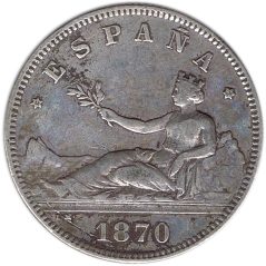 2 Pesetas Plata 1870 * 74 Gobierno Provisional.  - 1