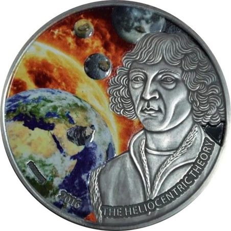 Moneda onza de Plata 1000 Francs Burkina Faso 2016 Copernico. Meteoritos  - 1