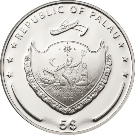 Moneda de plata 5$ Palau. Incienso. Moneda con aroma.