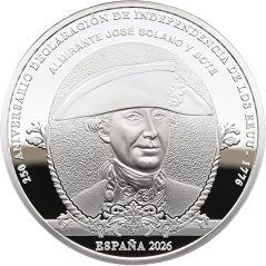 Moneda 2026 250 aniversario EEUU. Solano y Bote. 10 euros Plata