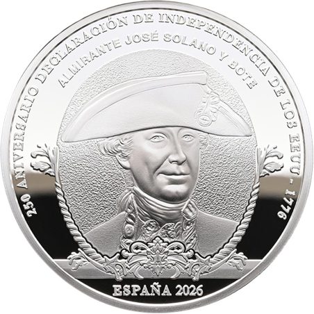 Moneda 2026 250 aniversario EEUU. Solano y Bote. 10 euros Plata