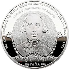 Moneda 2026 250 aniversario EEUU. Gálvez. 10 euros Plata  - 1
